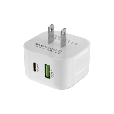 Atacado EUA/Reino Unido/UE Plug 2 portas USB A/C 20 W Carregador rápido